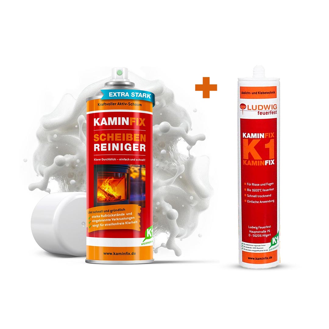 Schamottekleber und Kaminscheibenreiniger Spar-Set – Kaminfix
