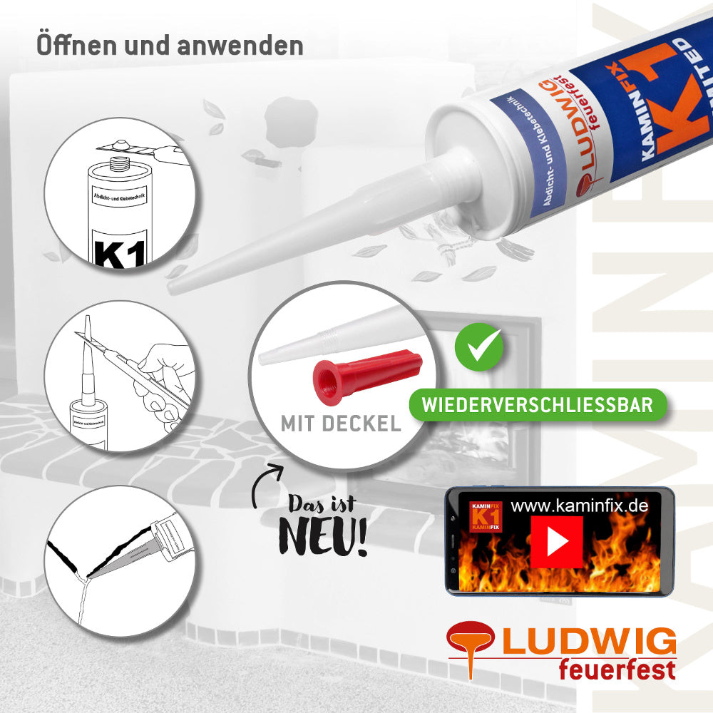 Profi Vermiculit und Brandschutzkleber Kaminfix K1 Limited 1000°C zum verkleben von Vermiculit- Platten