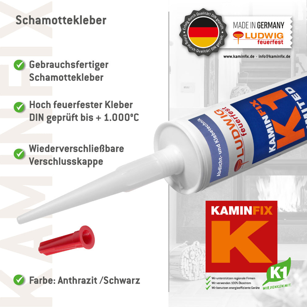 Profi Vermiculit und Brandschutzkleber Kaminfix K1 Limited 1000°C zum verkleben von Vermiculit- Platten