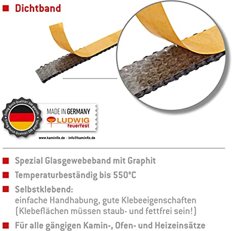 Feuerfestes Dichtungsband 3m Länge selbstklebend