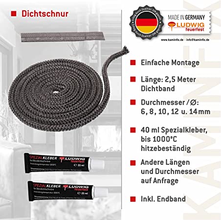 Ofendichtschnur 2,5 m inkl. Kleber