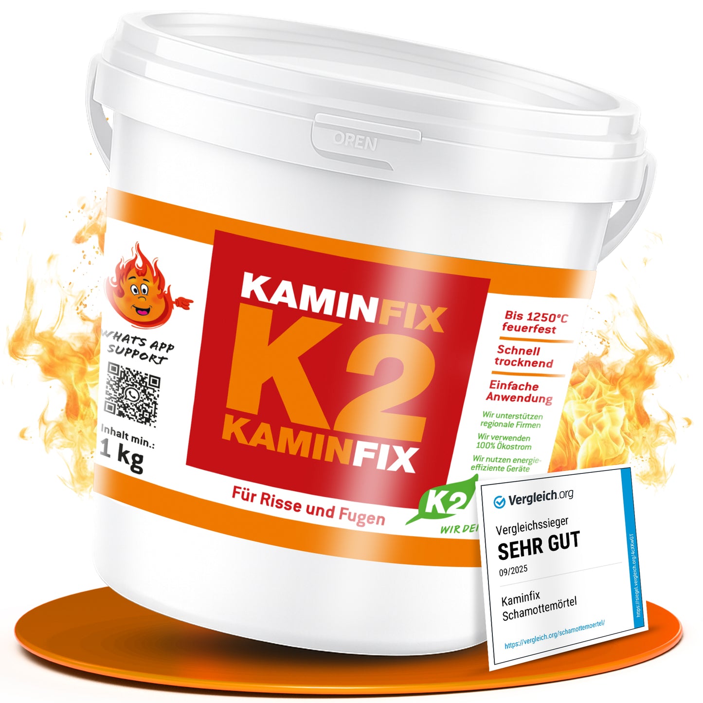 Kaminfix K2 Schamottemörtel – hydraulisch abbindend bis 1250 °C